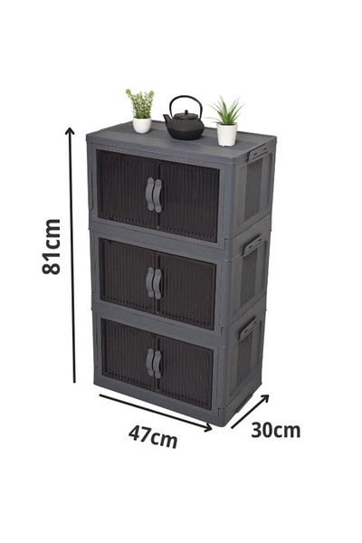 Akkoyunlu home 3-Piece Folding Stackable Double Lid Organizer Organizer Box White