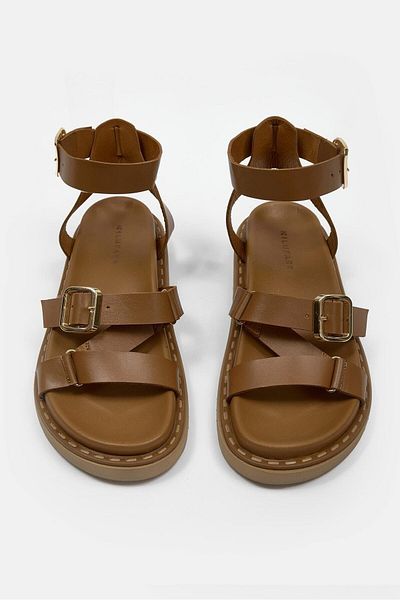 NILUFARR Helsa Tan Genuine Leather Women's Sandals