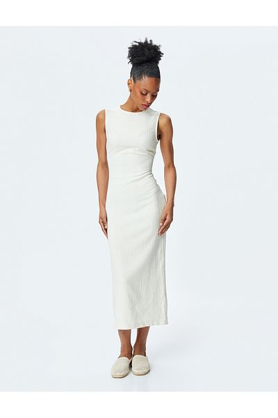 Koton Round neck slim fit sleeveless long bodycon dress.