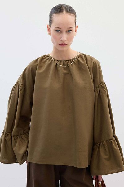 Hooopstore Lyocell Λινό Oversize Island Tea Μπλούζα