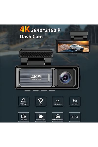 MaGeCa M6 Dual Car Camera, 4k Ultra Hd Front Camera 1080p Rear Camera, Wifi, App Control