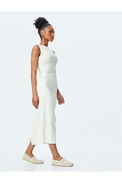 Koton Round neck slim fit sleeveless long bodycon dress.