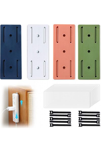 Grantop Set of 4 self-adhesive holders for napkin boxes/routers Grantop, multicolor, white, 10.1 x 4 cm