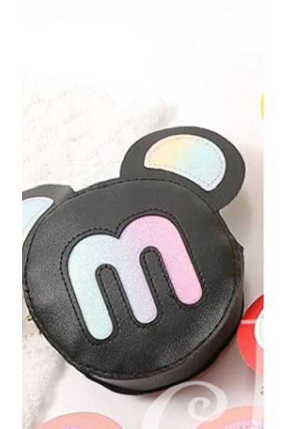 synshop Minnie Mickey Mouse Simli Model Deri Kız Çocuk Bebek Cüzdan Omuz Yan Çanta Ölçüler 12x12cm