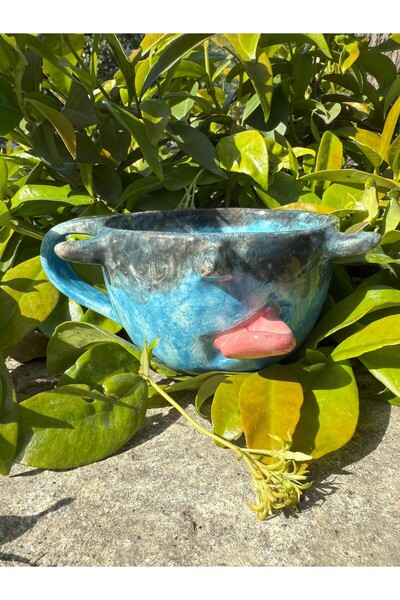 archeceramic Arche Ceramic El Yapımı Seramik Kupa- Dil Çıkaran Kupa - Mavi - ...
