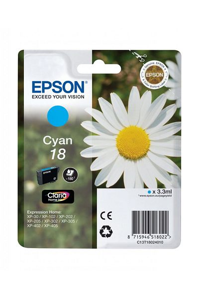 EPSON Original Epson T1802 / C13T18024010 Ink Cartridge, Cyan, 180 pages