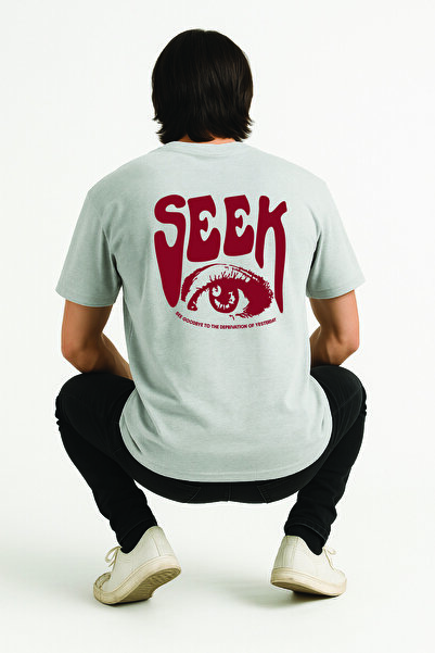 By Caspita Fashion Lenithra Red Seek Tekst Nazad Štampano Unisex Oversize kro...