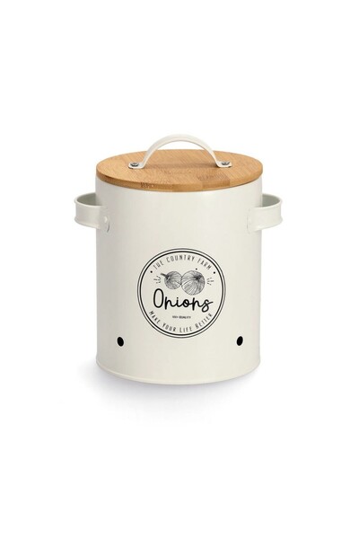 zeller Retro Onion onion container, metal, white, Ø 14 - 17.4 x 16.2 - 19.5 cm