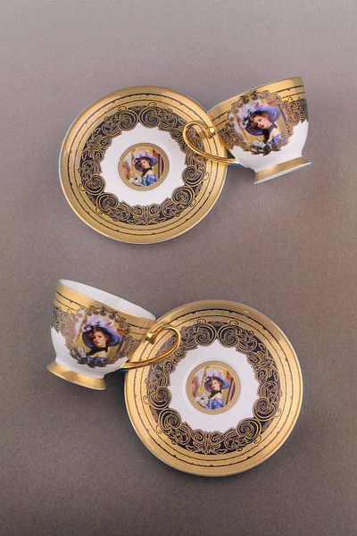 Bursa Porselen Dekor Special Noble Two People Porcelain Tea Cup Set