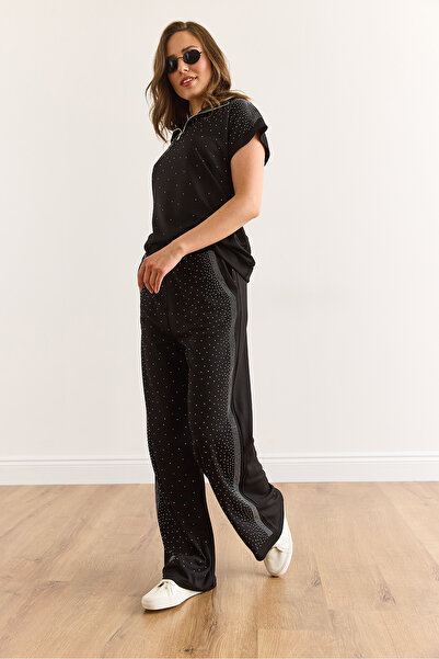 Olalook Kadın Siyah Payet Detaylı Alt Üst Takım TKM-19000400