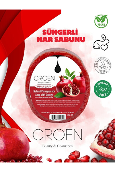 Croen Beauty Croen Nar Özlü Doğal Süngerli Sabun 135 gr | Peeling | Arındırma...