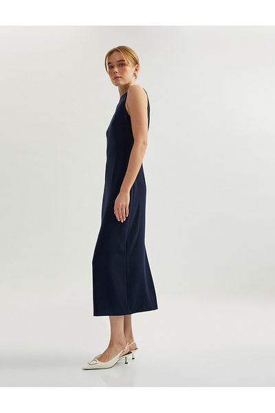 Koton Slit detail crew neck sleeveless maxi column dress.