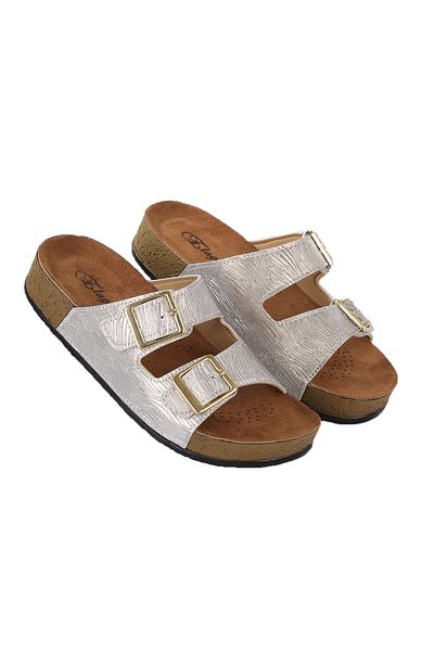 Vojo Γυναικείες παντόφλες Silvery Comfortable Sole Hospital Sea Pool Beach Gold