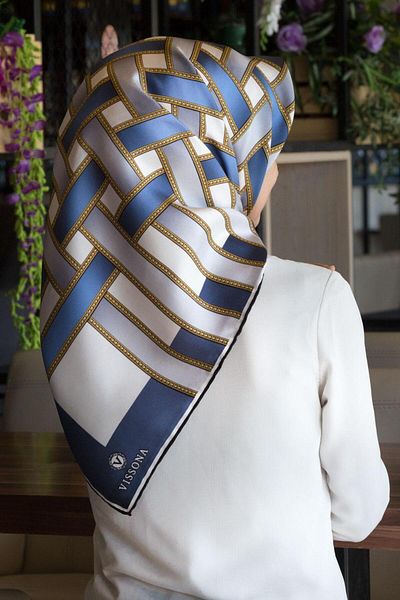 Vissona Μεταξωτό μαντήλι Indigo, Ασημί