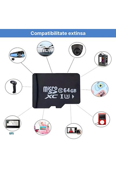 MaGeCa Micro SD Memory Card, 64 GB, Class 10, U3 Speed ​​Class, Extended Compatibility