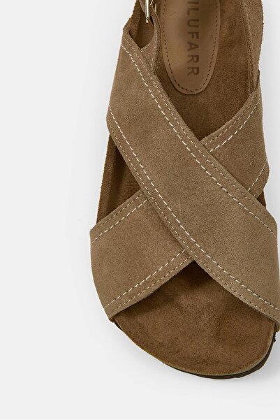 NILUFARR Γυναικεία σανδάλια Mellany Biscuit Suede από γνήσιο δέρμα