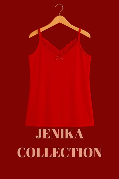 JENİKA Red Color Cotton Thread Strap Women's Tank Top