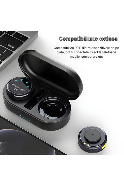 MaGeCa Set of 2 MaGeCa wireless microphones, lavalier type, Charging case, Compatible with iPhone/Type-C