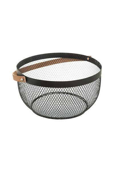 Secret de Gourmet Bol cu ​​fructe, plasă de oțel, oțel, negru, 27x15 cm