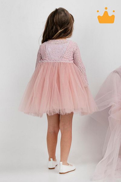 MİNİMONY Minimony 6-24 Months Flower Pattern with Jacket Baby Girl Children's Holiday Suit Wedding Dress Evening Dress 1036