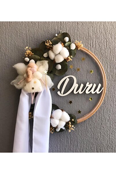 ALAZ TASARIM HOBİ Keçe peri bebekli bebek kapı süsü