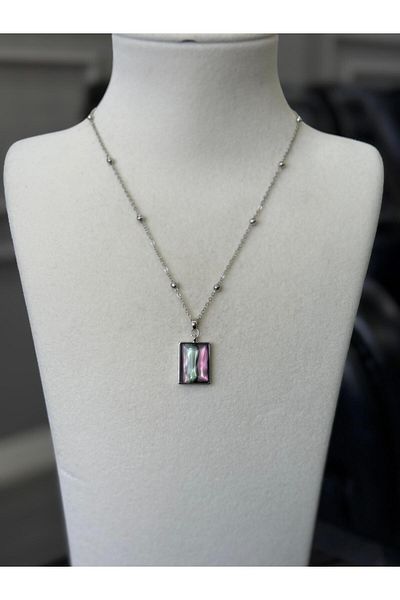 Store Color Changing Rectangular Necklace with Steel Chain