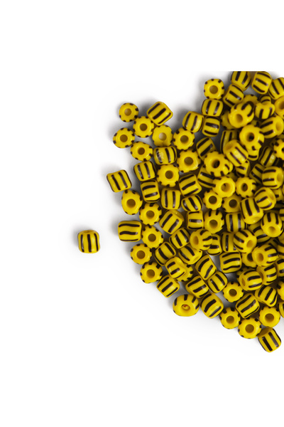 Prestij Boncuk Κίτρινες Μαύρες Ριγέ Γυάλινες Χάντρες 5 mm Τσεχικές Χάντρες 10...