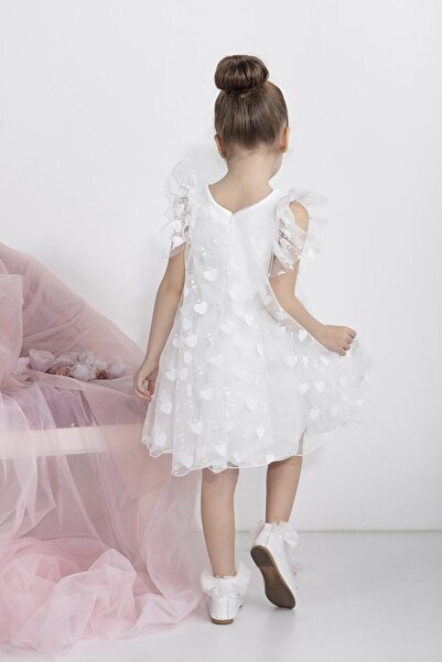 MİNİMONY Minimony 1-4 Yaş Kalpli Tüllü Kız Bebek Çocuk Bayramlık Mezuniyet Balo Abiye Gelinlik Elbisesi 2003