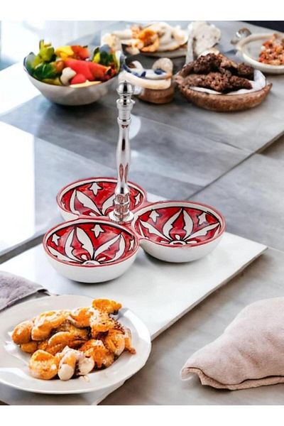 The Mia Corallo Snack Bowl Red 3 Compartments 19x19x19 cm CRL0020