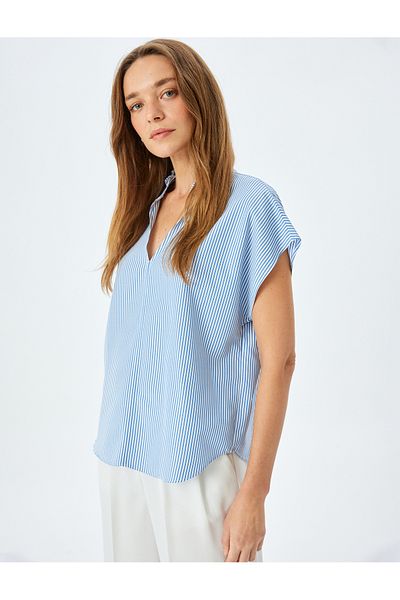 Koton Blue Striped Blouse For Women