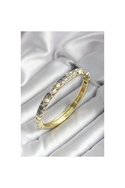 Findit Mineli Brass Gray Flower Patterned Gold Color Women's Handcuffs
