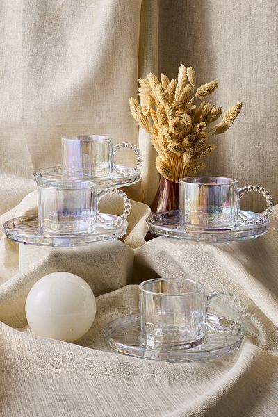 Perotti Ringo Line Lustre 6-Piece Bead Handle Teacup