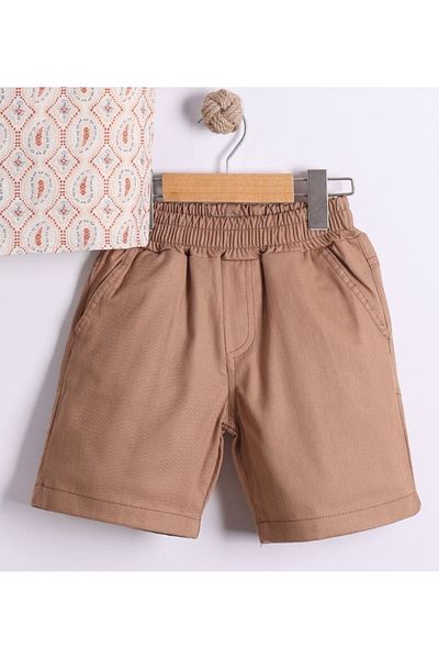 Pollito Boys' Woven Ethnic Patterned Shirt Shorts 2-Piece Set