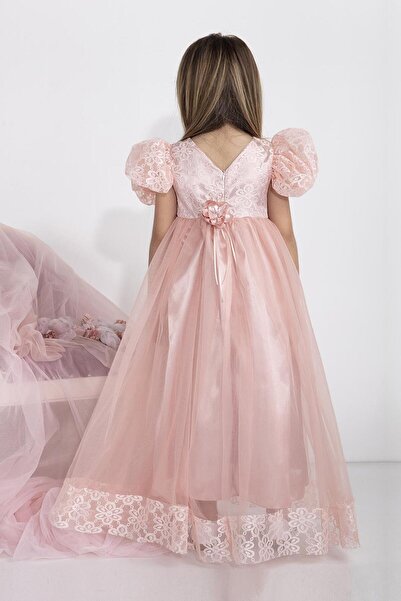 MİNİMONY Minimony 5-9 Yaş Karpuz Kol Kız Çocuk Elbise Bayramlık Mezuniyet Balo Abiye Gelinlik 5001