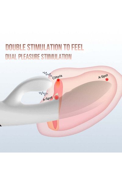 WildFashion Vibrator dual cu functie de incalzire, pentru stimulare vaginala, Alb si Auriu, TOY438H-226