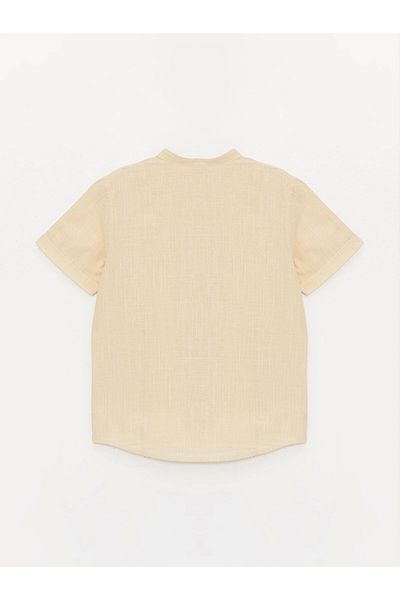 LC Waikiki Lcw Kids Beige Judge Collar Basic Short Sleeve Boy's Shirt