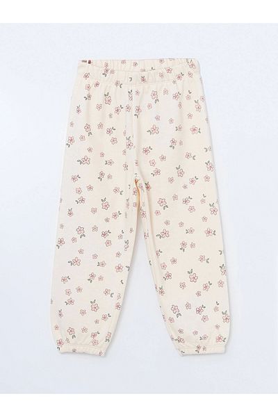 LC Waikiki LCW Kids Ecru Elastic Waist Floral Κοριτσίστικη φόρμα