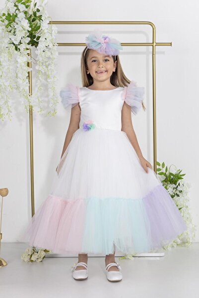 MİNİMONY Μίνι φόρεμα για κορίτσια με μοτίβο μονόκερου - Eid, φόρεμα αποφοίτησης, 5-9 ετών 5503