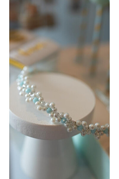 Due PerleS Jewellery Lohusa Tacı İnci & Mavi Kristal