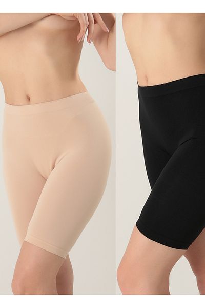 Doremi Seamless Normal Waist Short Leggings 2 Color Black Skin