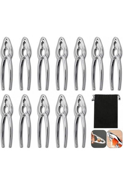PetierWeit Set of 12 PetierWeit nutcrackers/crabs, stainless steel/silver, 15 cm