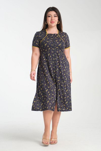 Wild Love Plus Size Floral Print Floor-Length Zipper Short Sleeve Dress