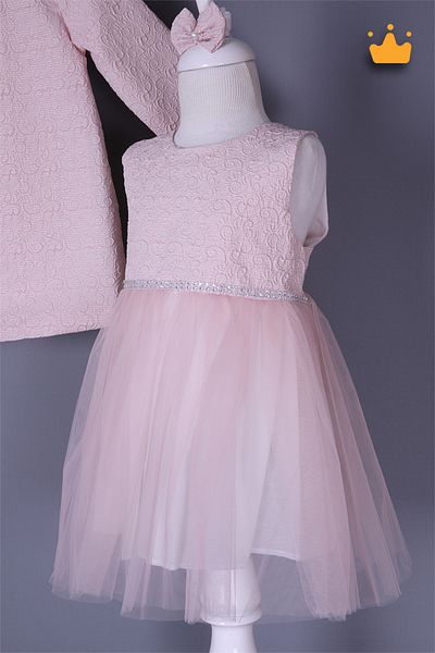 MİNİMONY Νυφικό 1-5 ετών Κορίτσι με Παλτό Eid Γυναικείο Γυναικείο Φόρεμα Σετ Πούδρα 2070