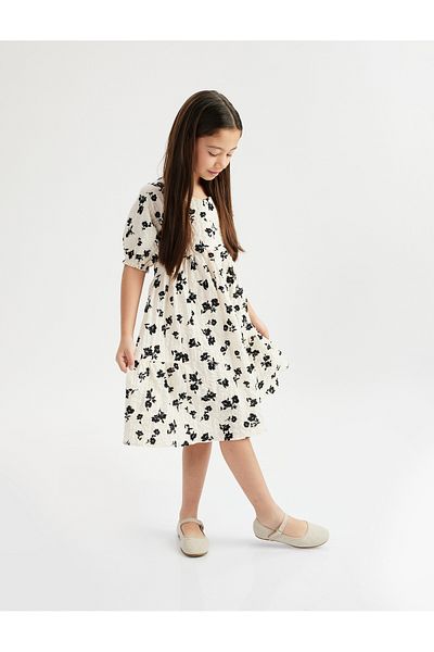 Koton Printed Floral cotton Dress with short sleeve