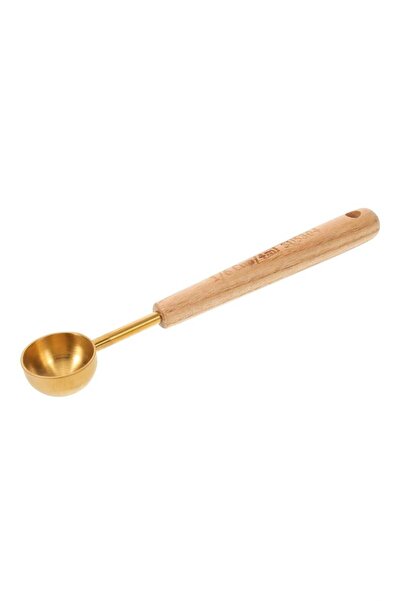 elfnur Gold Stainless Steel Wooden Handle Measuring Spoon Premium Quality
