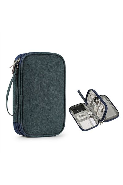 Choice Dark Blue C Travel Cable Bag Portable Digital Storage Pouch Charger Data Cable USB Bag Organizer Wat