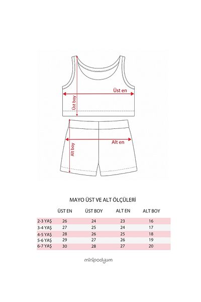 Minipodyum Girl's Printed Crop Swimsuit Bikini Set