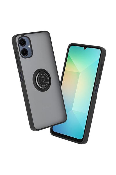 SKYDDAR INNOVATION Case for Samsung Galaxy A06, Glinth with 360° Magnetic Rotating Ring, Black, sticker set