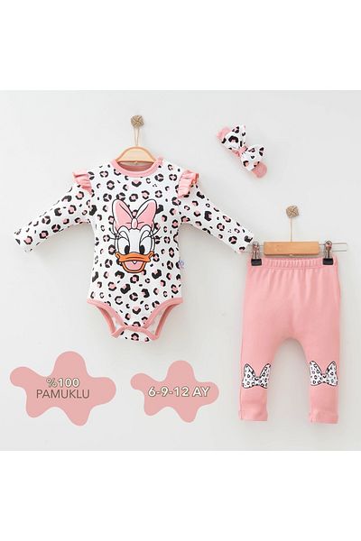 COŞAY BEBE Luvvera Duck Printed 3-Piece Baby Clothes Set (Body Tights Hair Band)