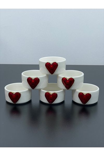 YzHome Set of 6 White Porcelain Heart Sauce Bowl Turkish Delight Bowl Presentation Bowl Mini Size Heart